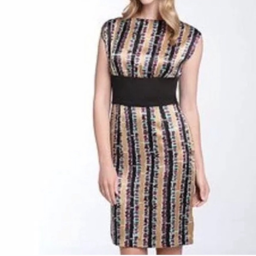 Trina Turk Gold Black Silk Dress Sz 6